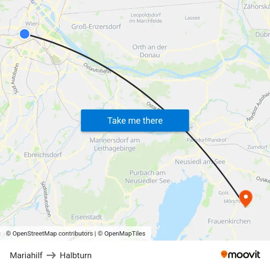 Mariahilf to Halbturn map