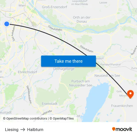 Liesing to Halbturn map