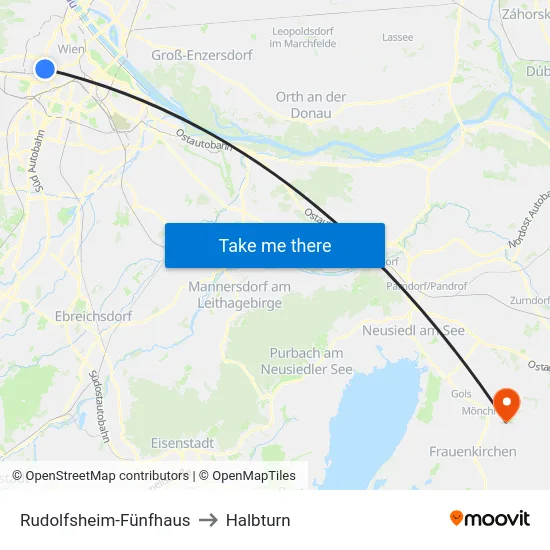 Rudolfsheim-Fünfhaus to Halbturn map