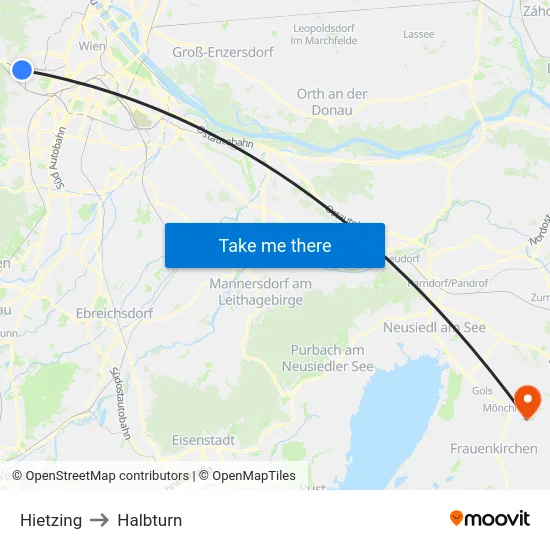 Hietzing to Halbturn map