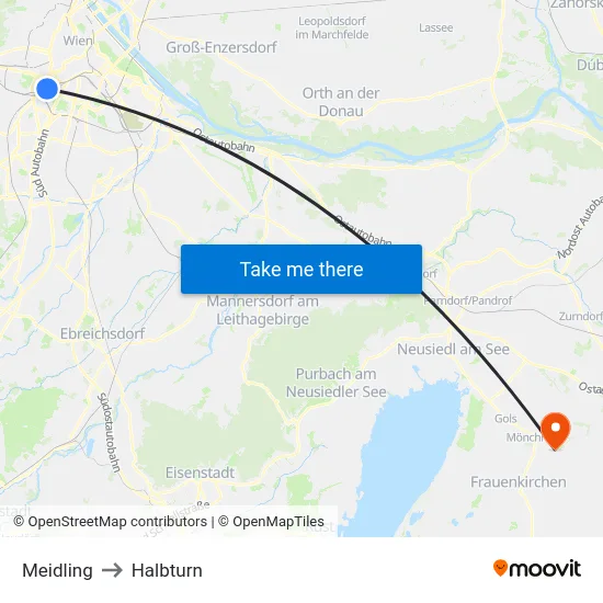 Meidling to Halbturn map