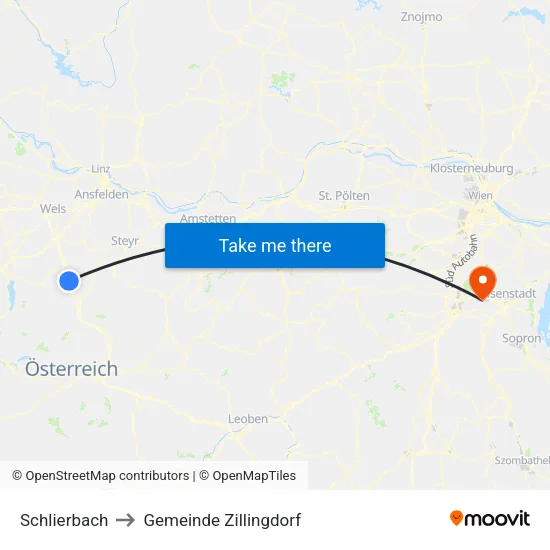 Schlierbach to Gemeinde Zillingdorf map