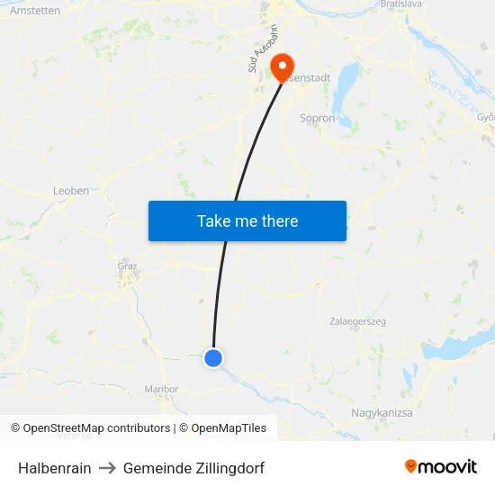 Halbenrain to Gemeinde Zillingdorf map