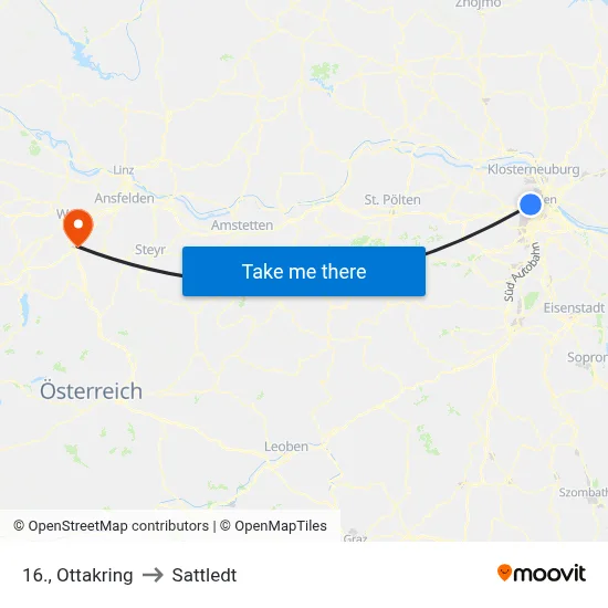 16., Ottakring to Sattledt map