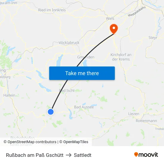 Rußbach am Paß Gschütt to Sattledt map