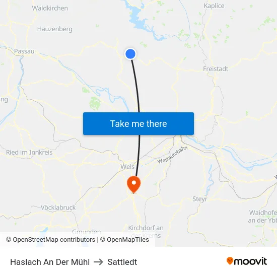 Haslach An Der Mühl to Sattledt map