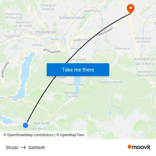 Strobl to Sattledt map
