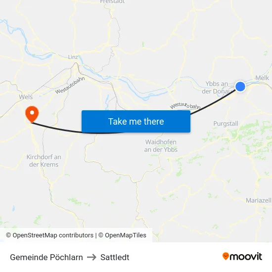Gemeinde Pöchlarn to Sattledt map