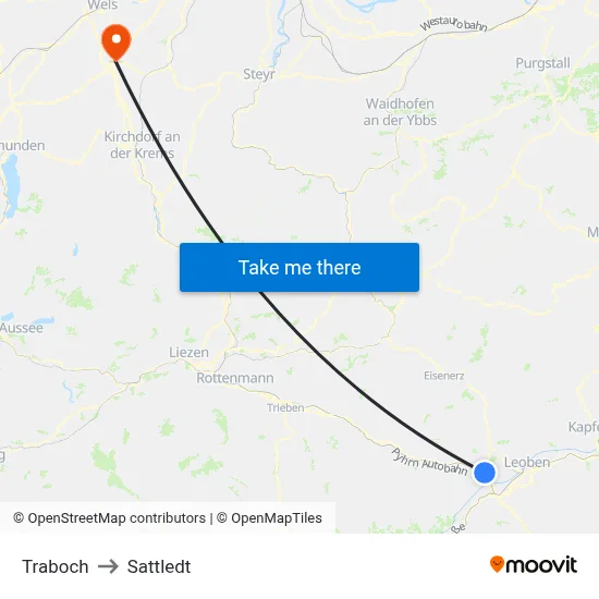 Traboch to Sattledt map