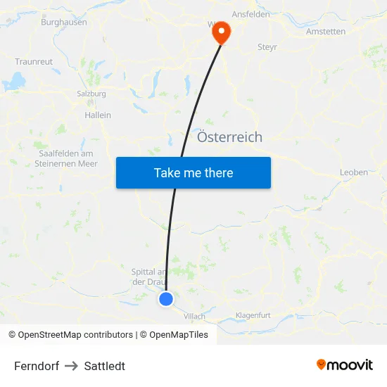 Ferndorf to Sattledt map