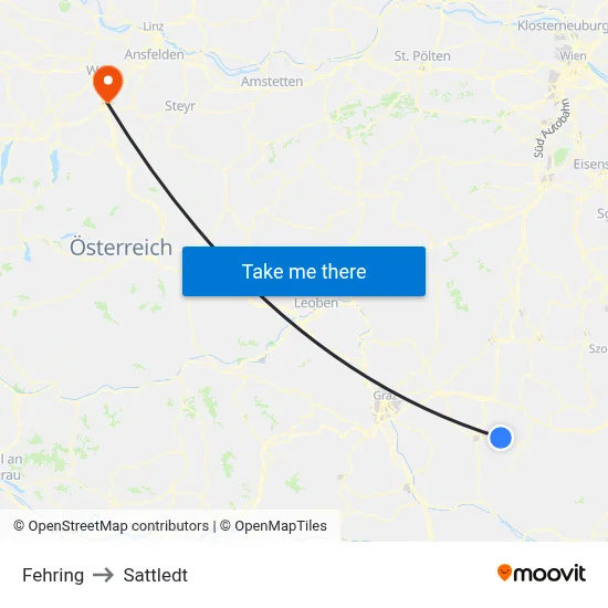 Fehring to Sattledt map