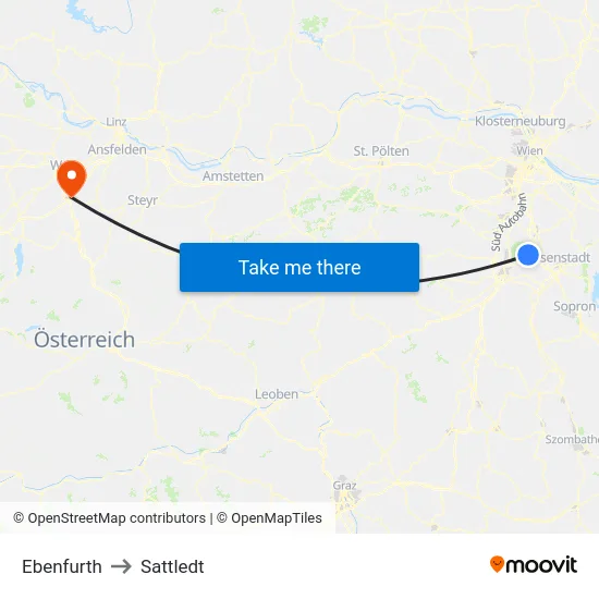 Ebenfurth to Sattledt map