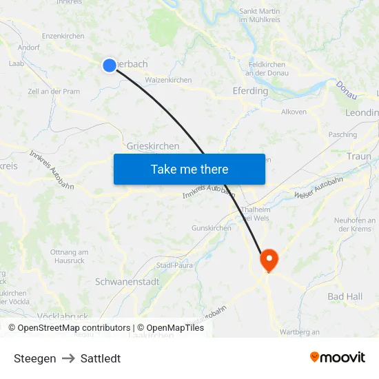 Steegen to Sattledt map