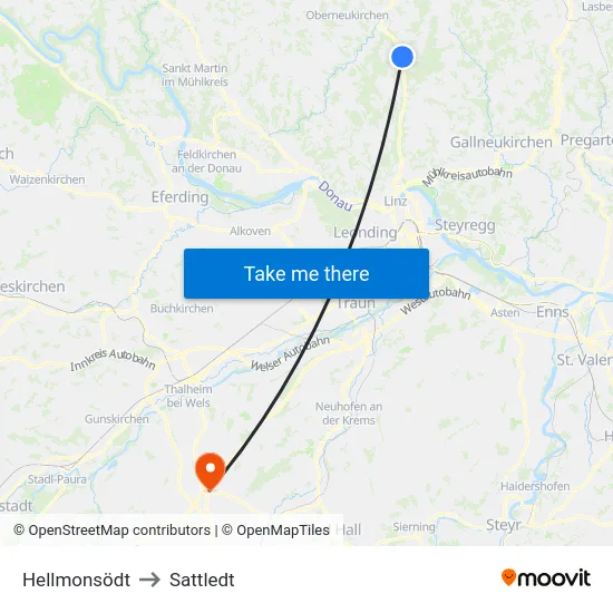 Hellmonsödt to Sattledt map