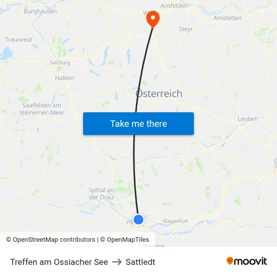 Treffen am Ossiacher See to Sattledt map