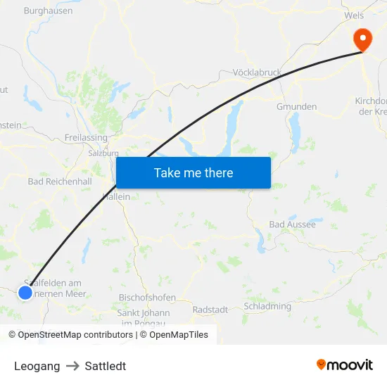 Leogang to Sattledt map