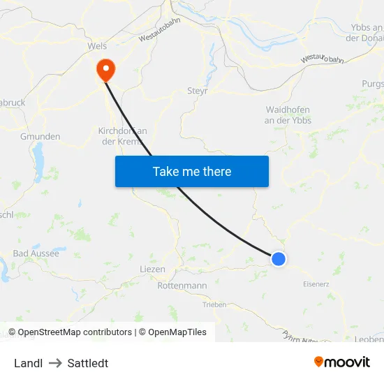 Landl to Sattledt map