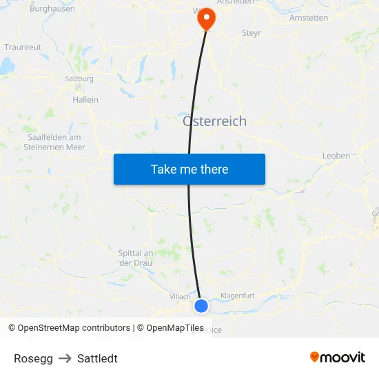 Rosegg to Sattledt map