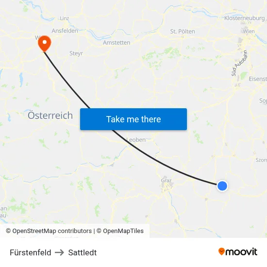 Fürstenfeld to Sattledt map