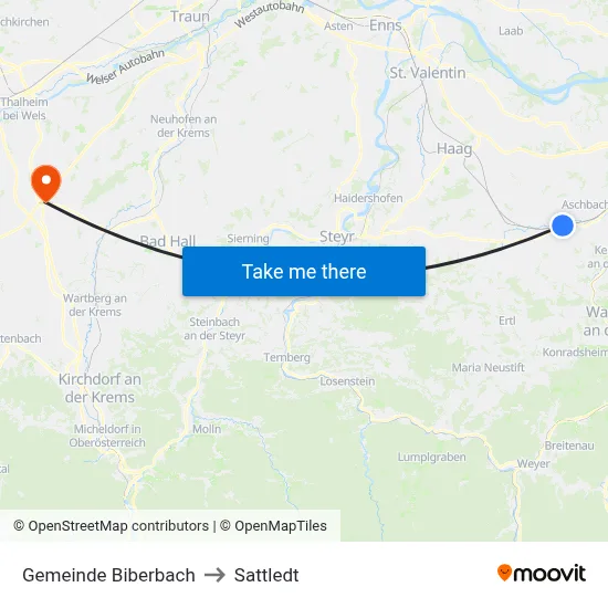 Gemeinde Biberbach to Sattledt map