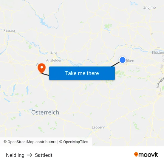 Neidling to Sattledt map