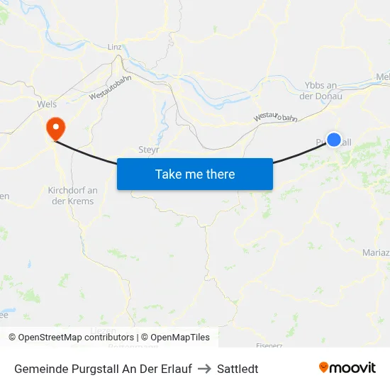 Gemeinde Purgstall An Der Erlauf to Sattledt map
