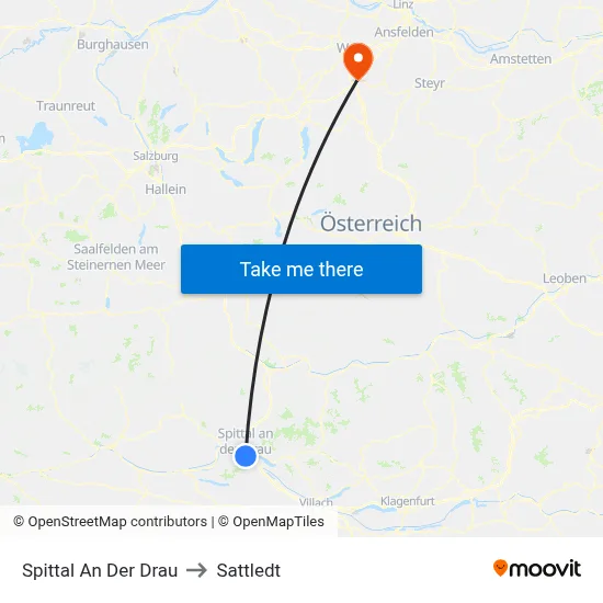 Spittal An Der Drau to Sattledt map