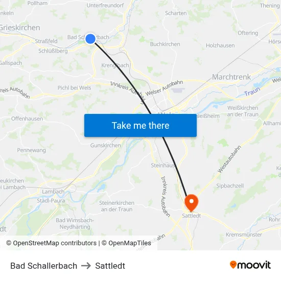 Bad Schallerbach to Sattledt map