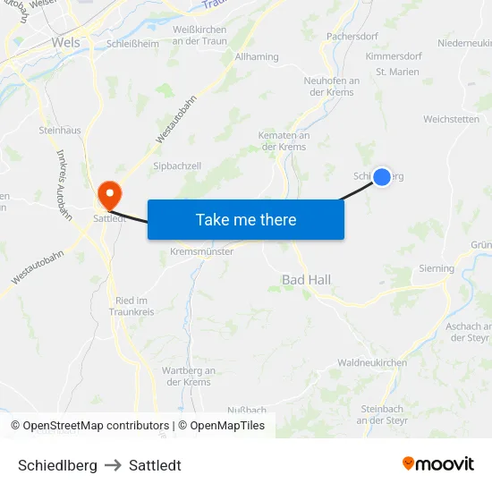 Schiedlberg to Sattledt map
