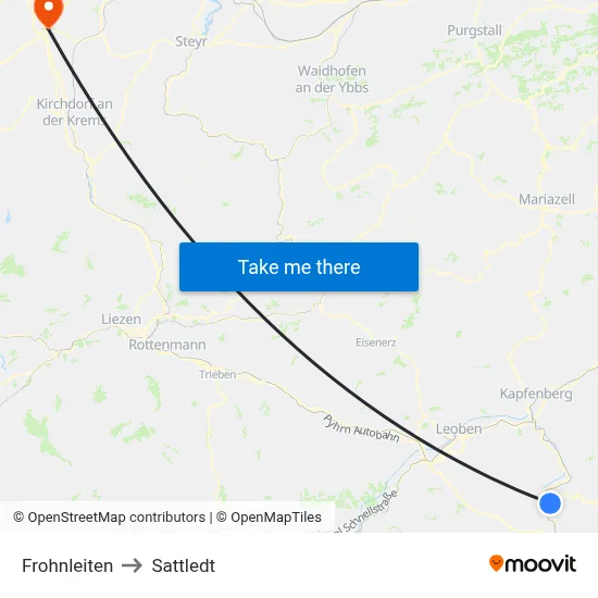 Frohnleiten to Sattledt map