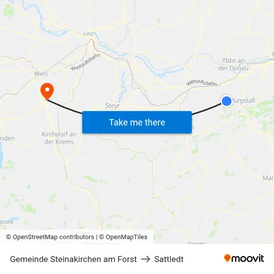 Gemeinde Steinakirchen am Forst to Sattledt map