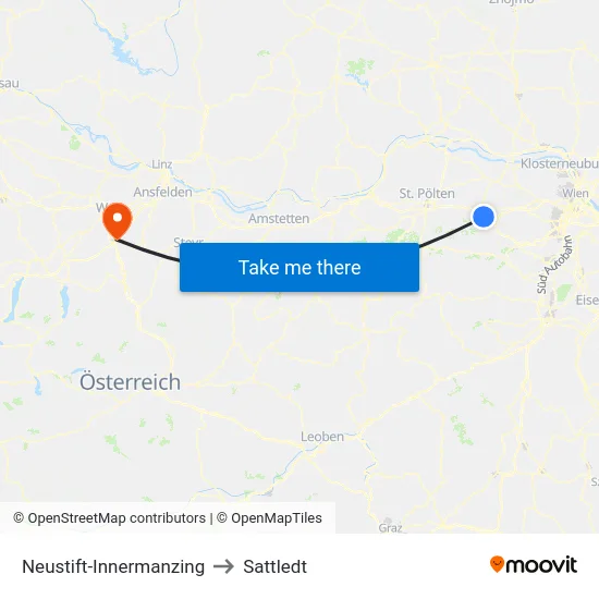Neustift-Innermanzing to Sattledt map
