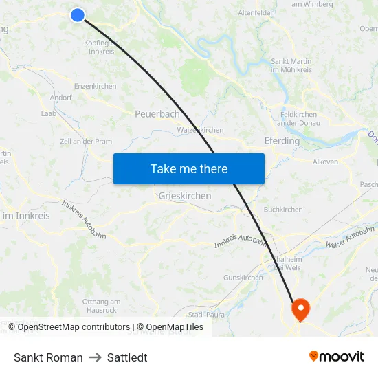 Sankt Roman to Sattledt map