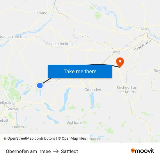 Oberhofen am Irrsee to Sattledt map