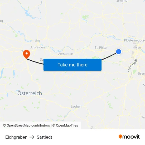 Eichgraben to Sattledt map