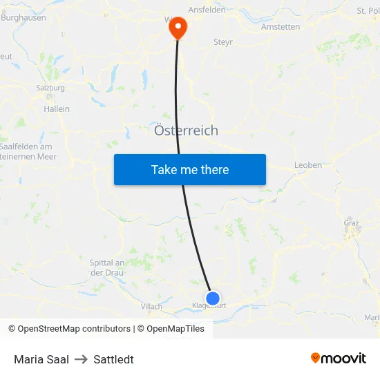 Maria Saal to Sattledt map