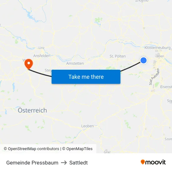 Gemeinde Pressbaum to Sattledt map