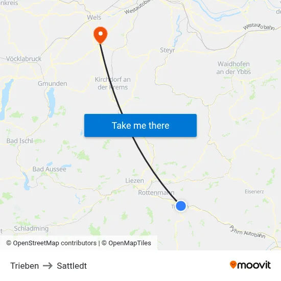 Trieben to Sattledt map