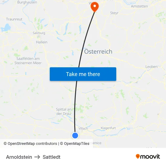 Arnoldstein to Sattledt map