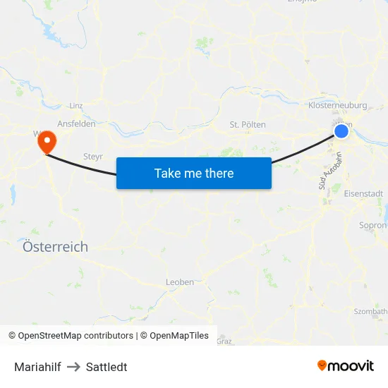 Mariahilf to Sattledt map