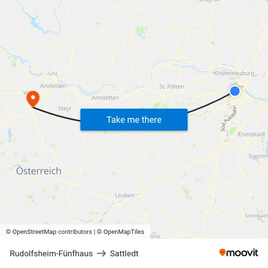 Rudolfsheim-Fünfhaus to Sattledt map