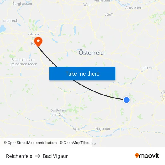 Reichenfels to Bad Vigaun map