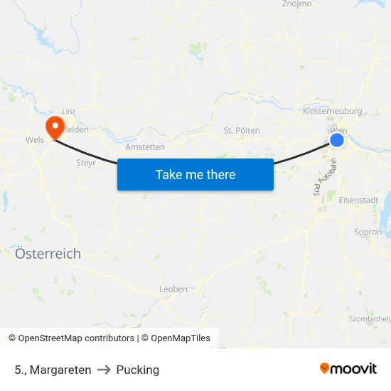 5., Margareten to Pucking map