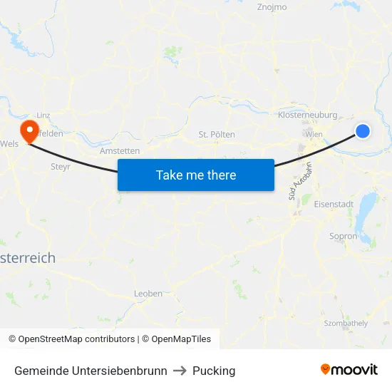 Gemeinde Untersiebenbrunn to Pucking map