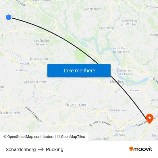 Schardenberg to Pucking map