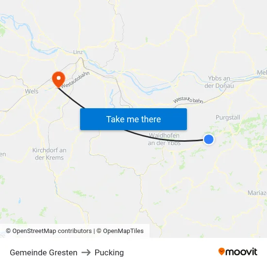 Gemeinde Gresten to Pucking map