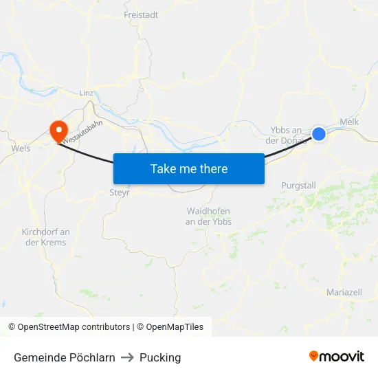 Gemeinde Pöchlarn to Pucking map