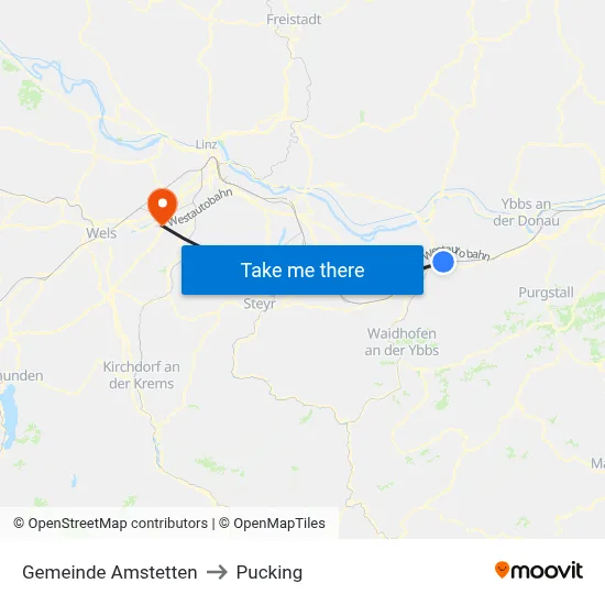 Gemeinde Amstetten to Pucking map