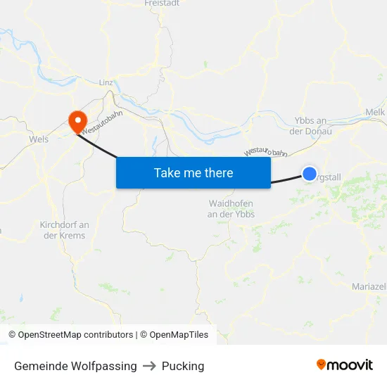 Gemeinde Wolfpassing to Pucking map