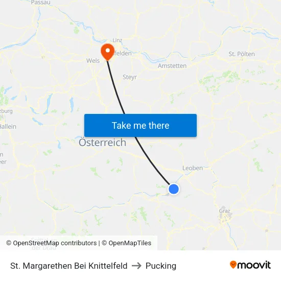 St. Margarethen Bei Knittelfeld to Pucking map